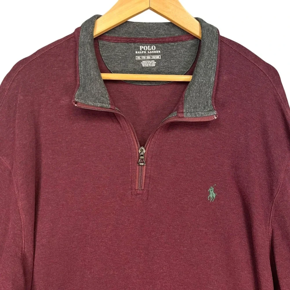 Polo Ralph Lauren Maroon Quarter Zip Pullover Sweatshirt XXL